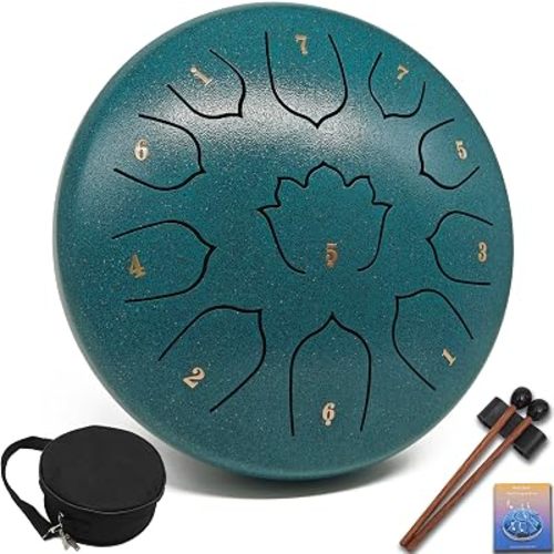 8.5-Inch Rain Drum for Outside & Garden, 11-Note Steel Tongue Drum