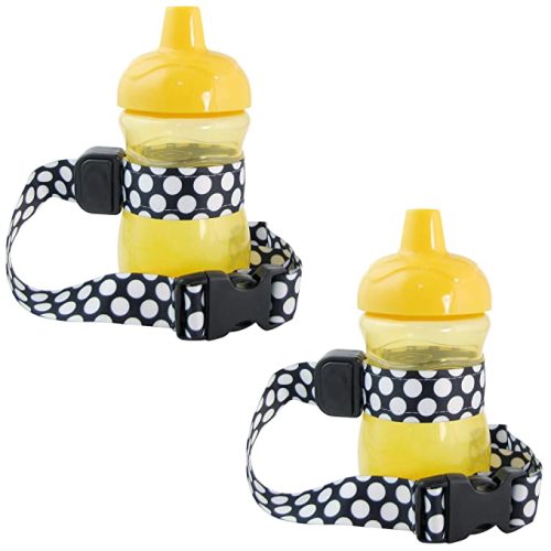 PBnJ Baby SippyPal Sippy Cup Holder Strap Leash Tether (Black 2-Pack)