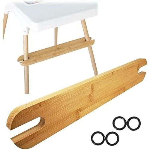 Foot Rest for High Chair, Natural Bamboo Adjustable Baby Highchair Footrest with 4 Rubber Rings, Chair Leg Rest for Babies and Toddlers