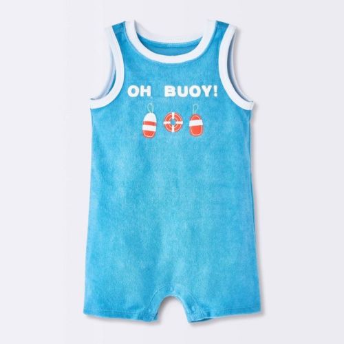 Baby Boys' Oh Buoy Terry Sleeveless Romper - Cloud Island™ Blue 6-9M