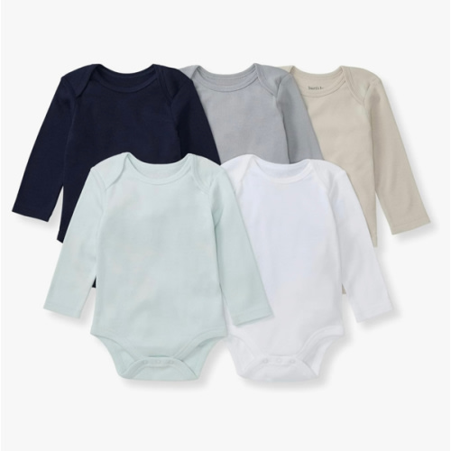 Burt's Bees Baby Bodysuits, Short Sleeve and Long Sleeve One-Pieces, 100% Organic Cotton, Pack of 5