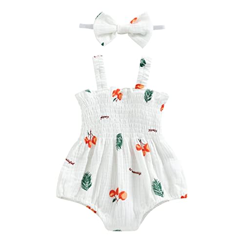 farrubbyine8 Cute Baby Girl Outfit Sleeveless Romper Breathable Ruched Bodysuit Comfy Outfits Baby Girl Summer Clothes