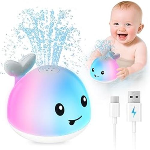 Baby Bath Toys for Kids Ages 1-3 & Babies 6-12 Months, Light Up Whale Sprinkler Water Toys for Infant Toddlers 1 2 3 Year Old Boys Girls Valentines Birthday Gifts Newborn Essentials