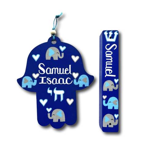 Elephant Hamsa, Personalized Jewish Baby Gift, Brit Milah, Bris