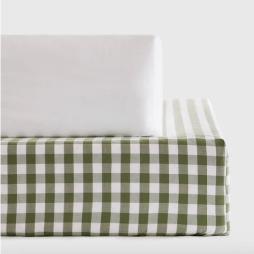Organic Percale Gingham Crib Sheet 2-Pack in Olive