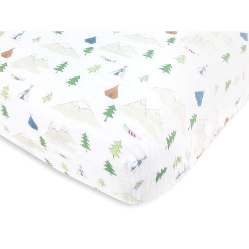 Amazing Baby Cotton Muslin Fitted Crib Sheet, Outdoor Adventure