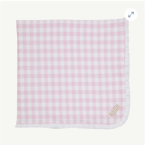 Baby Buggy Blanket - Palm Beach Pink Gingham with Worth Avenue White