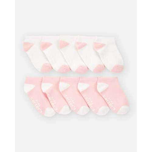 Toddler Girl 10-Pack No Show Socks - Pink/White | Carter's