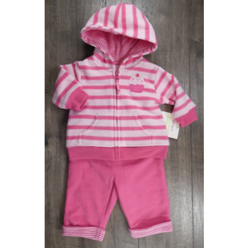 Baby Girl Clothes New Carter's Vintage 3 Month Fleece Pink Cupcake 2pc Outfit