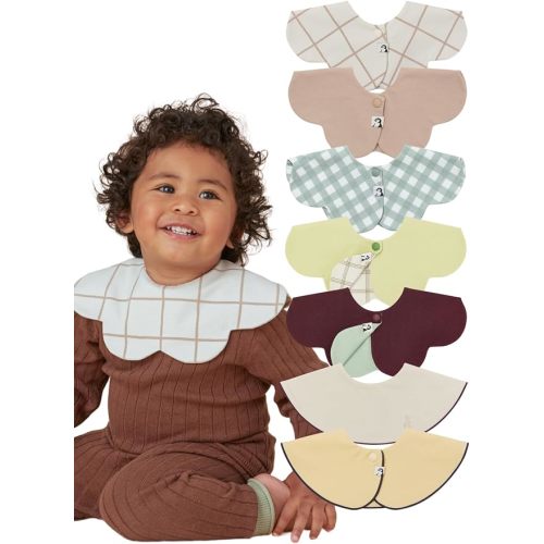 Konny Baby Bib 3/5/7-Pack Set, 360 ° Rotate, Soft and Absorbent Drooling for Toddler Boys Girls Baby Essentials