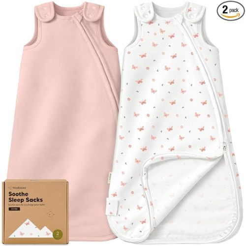 2-Pack Organic Baby Sleep Sacks, 100% Cotton 0.5TOG (Butterflies, 6-18M) | Soft Breathable, Baby Wearable Blanket, Toddler Sleeping Sack 6-18 Months, Easy to Wear Transitional Swaddles for Newborns