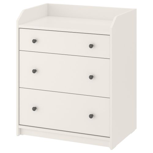 HAUGA 3-drawer chest - white 70x46x84 cm (27 1/2x18 1/8x33 1/8 ")