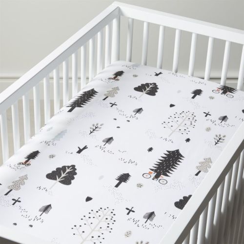 Organic Forest Friends Crib Fitted Sheet + Reviews | Crate and Barrel