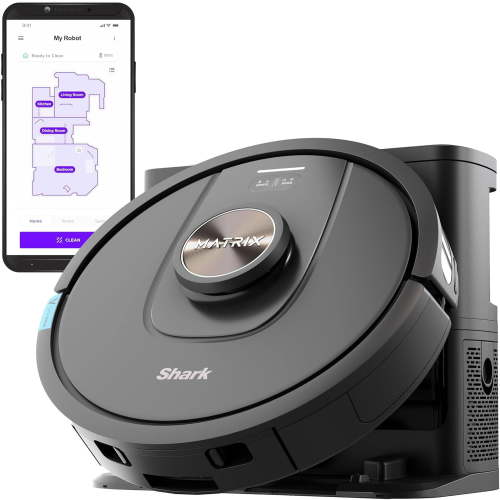 Restored Shark UR2360S Ultra Robot Vacuum with Matrix Clean, Self-Empty Base, Precision Home Mapping, HEPA Bagless System, Self-Cleaning Brushroll, WiFi App & Voice Control – Black