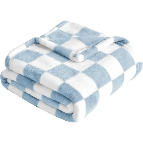 Yurhap Checkered Baby Blanket Fleece Baby Blankets for Boys, Ultra Soft Cozy Fluffy Infant Toddler Newborn Receiving Blankets for Crib Stroller, 30''x40'', Blue