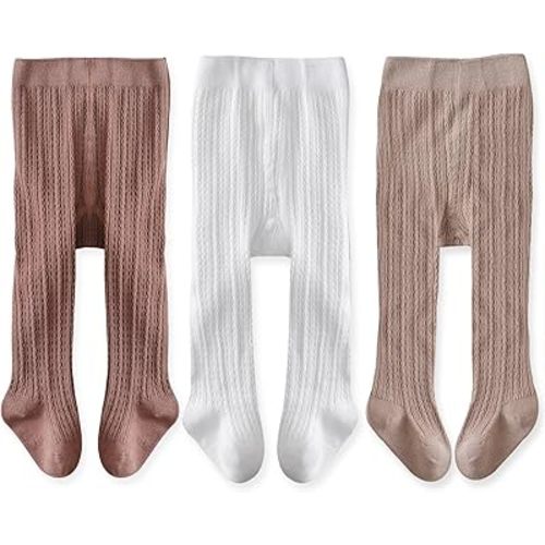 EPEIUS Baby Girls Tights Cable Knit Leggings Stockings Cotton Pantyhose for Newborn Infants Toddlers 3/6 Pack