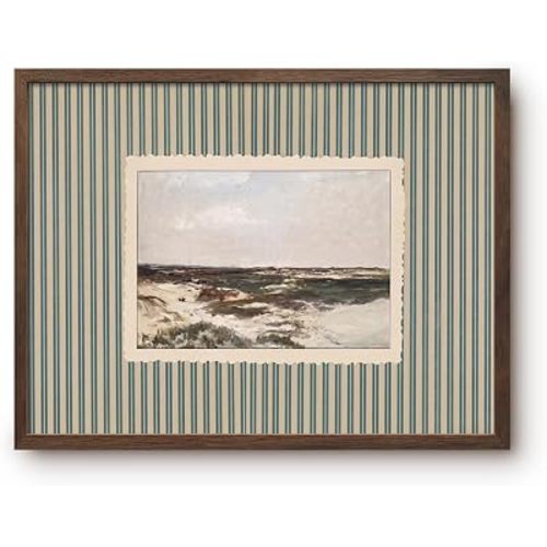 Goipwss Coastal Landscape Wall Art Vintage Beach Prints Framed 12x16 Inch