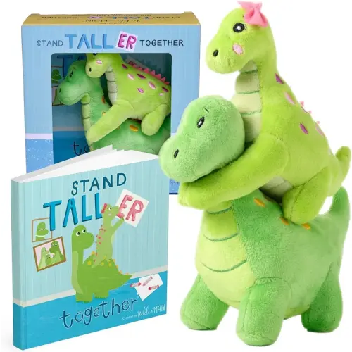 Tickle & Main Big Brother Gift Set with Dinosaur Plush & Storybook - Green Cotton Plush, 7" & 5.5", Ages 2+ - Big Brother Book & Little Sister Dinosaur Toy for Sibling Bonding