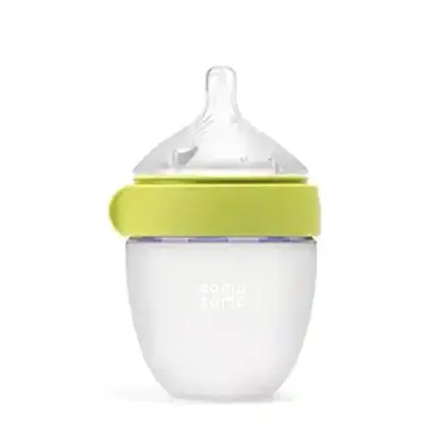 Comotomo Silicone Baby Bottle Gen 2 – 2026 Release (5oz) – True Slow-Flow Nipple for Newborn Feeding (0-3 Months) with Dual Anti Colic Vents for Breast to Bottle Transition, Green