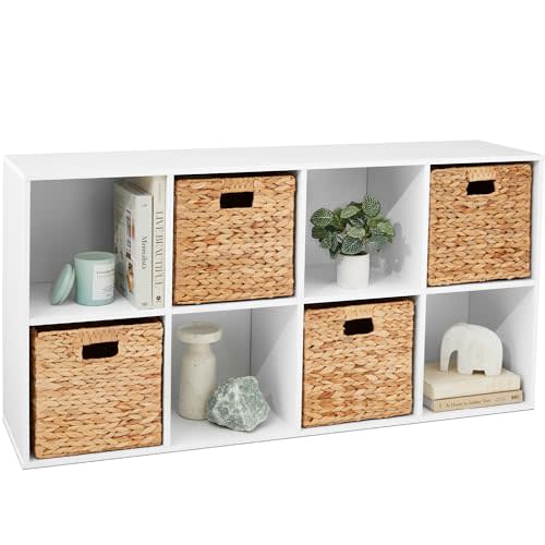 Best Choice Products 8-Cube Storage Organizer, 13.5in Shelf Opening, Bookcase, Display Shelf, Customizable w/ 2 Removable Back Panels – White