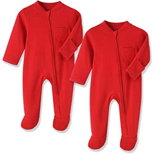 Eleven's Kingdom Baby Kids Sleep and Play,Baby Cotton Pajamas with Mitten Cuffs, 2 Way Zipper Footed Sleeper 0-12 Month