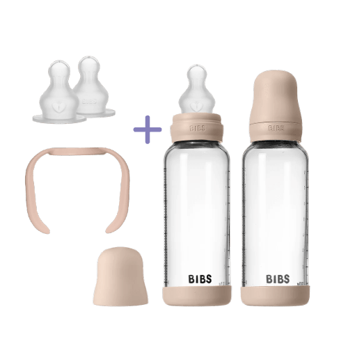 The Daycare Bottle Set - Glass Bottle 8oz Silicone - Blush