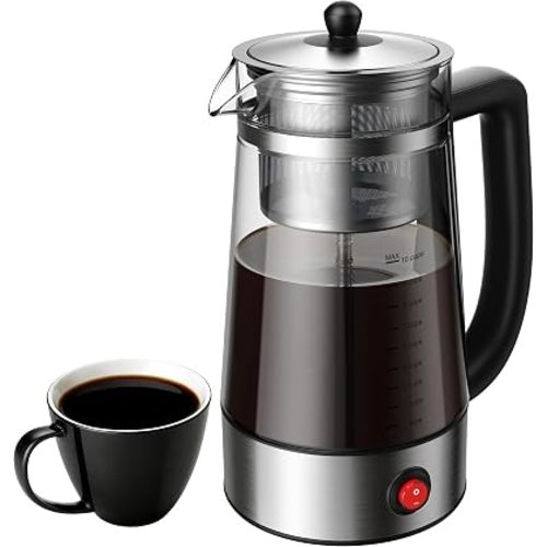 KIDISLE 10-Cup Electric Percolator Coffee Pot, Glass Percolator Coffee Maker with Borosilicate Carafe, Stainless Steel Filter Basket, 1000W