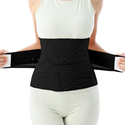 Allaugh Postpartum Belly Band for Women: Abdominal Binder Post Surgery Compression Belt - Post Partum Waist Binder C Section Recovery Wrap Black