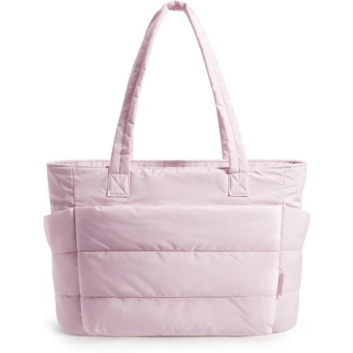 BAGSMART Tote Bag for Women, Lightweight Puffy Tote Bag with Compartments Shoulder Bag Handbag for Travel, Work, Gym | Lightweight, Puffy, Quilted, for Travel, Work