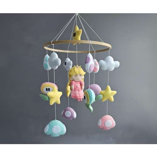 Handmade Princess Peach Baby Mobile: Gamer Nursery Decor