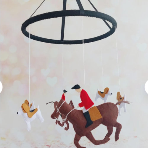 Hunters and Hounds Baby Crib Mobile, Horse Rider Nursery Decor, Equestrian Felt Mobile, Fox Hunt Baby Mobile for Nursery
