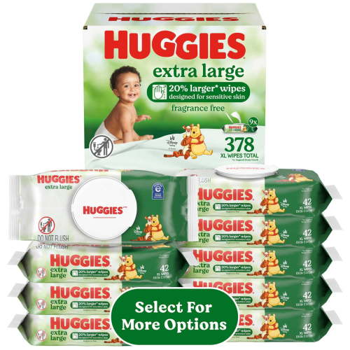 Huggies Extra Large Baby Wipes, Unscented, 9 Flip-Top Packs (378 Wipes Total) (Select for More)