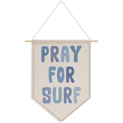 Beach Room Decor, Coastal Banner, Pray for Surf Preppy Wall Decor