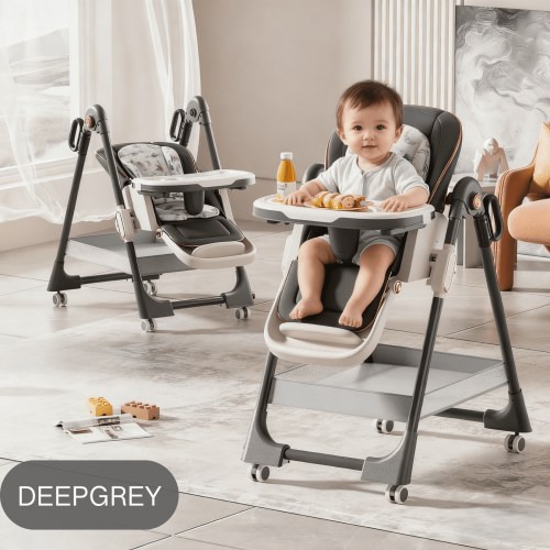 3 in 1 Baby High Chairs,Baby Portable Folding Dining Chairs for 6 Months for Baby and Toddlers,Adjustable Height,PU leather,Pipe Material,Unisex,Black
