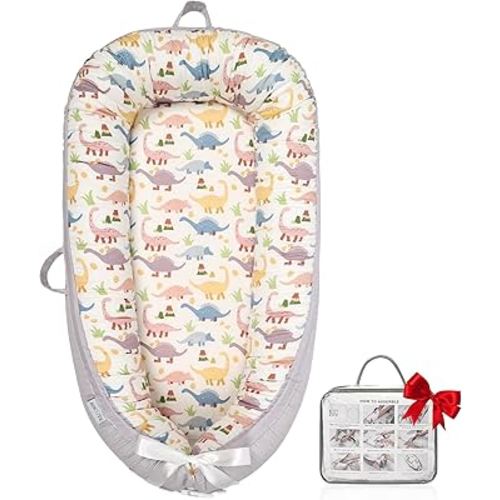 Baby Lounger | Organic Cotton Infant Lounger | Reversible, Adjustable & Portable Floor Lounger | Soft, Breathable, Washable Cover