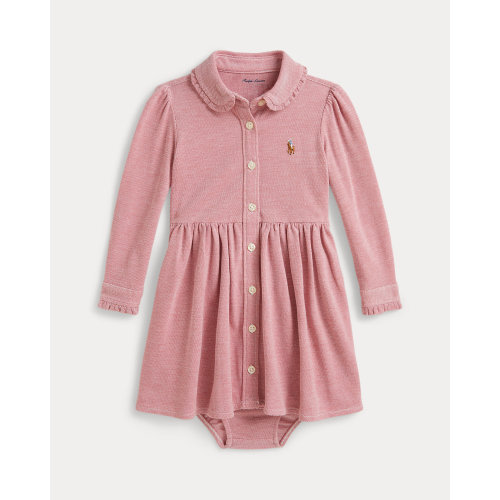 Knit Oxford Mesh Dress & Bloomer | Pink (18M)