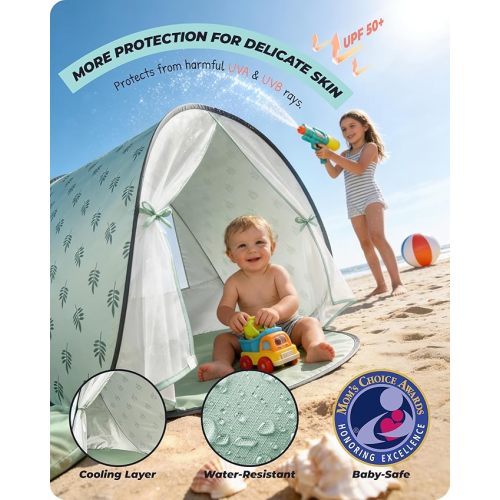 Baby Beach Tent, 2026 Upgrade Pop Up UPF 50+ UV Protection Sun Shelter Canopy with Mosquito Net Portable Outdoor Shade Summer Essentials for Babies & Toddlers