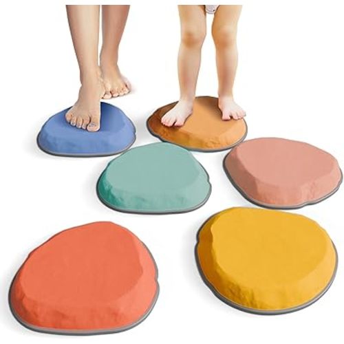 ZICOTO Fun Stepping Stones for Kids – Engaging Indoor & Outdoor Activity for Toddlers | Non-Slip Balance & Coordination Obstacle Course | Sensory Play Set of 6 for Ages 1-4