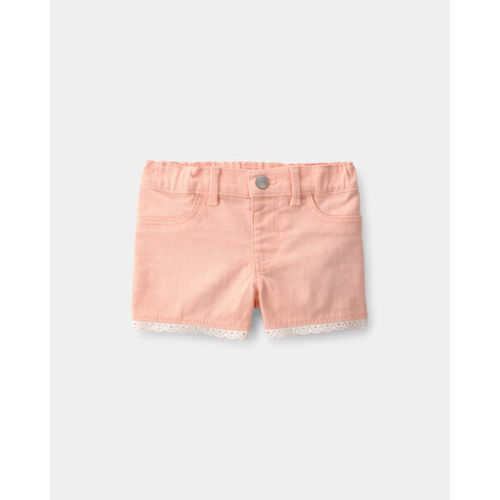 Baby Girl Eyelet Trim Twill Shorts - Peach - OshKosh B'gosh | Carter's
