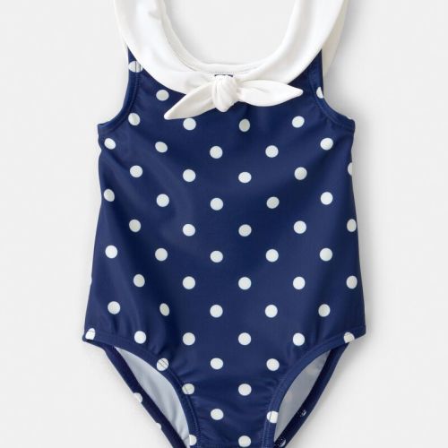 Baby Girl Polka Dot 1-Piece Swimsuit - Navy | Carter’s Oshkosh Canada