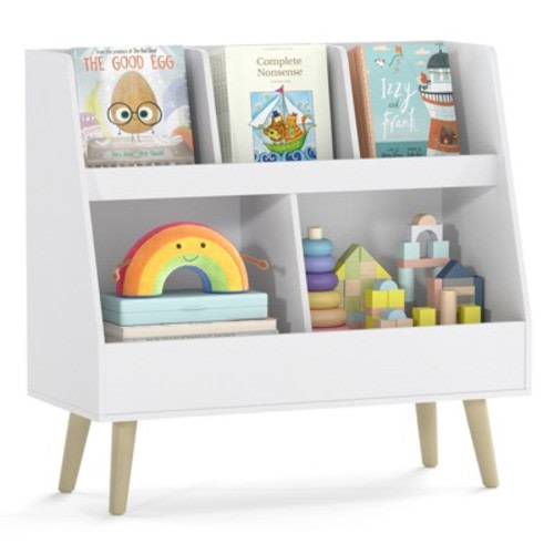 Costway 5-Cube Kids Bookshelf and Toy Organizer Storage Bookcase with Plastic Legs White