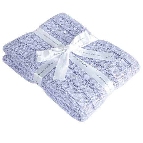 Ntbay 100% Cotton Cable Knit Toddler Blanket, Soft Warm Unisex Baby Blanket for Crib, 30"x40", Light Purple