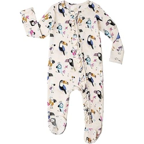 BambooBud Baby Girls Rompers Soft Infant Toddler Zippered Footed Romper Newborn Viscose from Bamboo Pjs