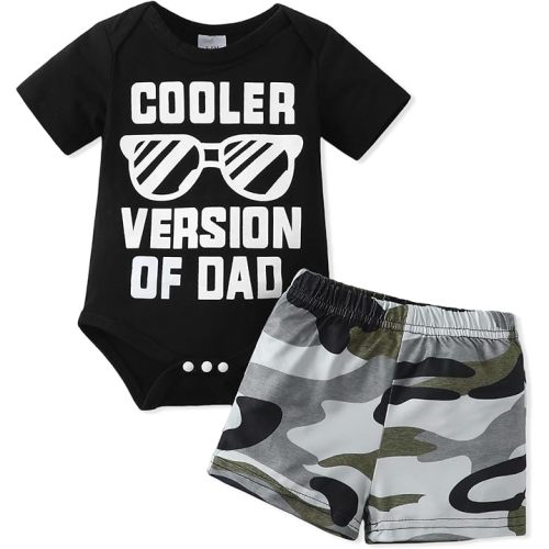 NZRVAWS Newborn Baby Boy Clothes Letter Printed Romper Shorts Summer Infant Outfits Camo Clothing Set 0 3 6 9 12 Months