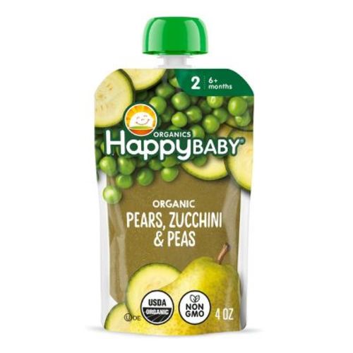 Happy Baby Organic Pears, Zucchini & Peas Baby Food Pouch - 4oz