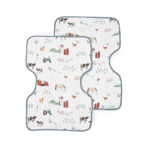 Little Unicorn Ultra-Absorbent Premium Burp Cloth 2 Pack | Soft on Baby's Skin | Larger Size | Ergonomic Design | Set of 2 (Farmyard)