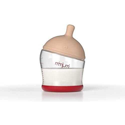 mimijumi Baby Bottle - Not So Hungry Anti-Colic Bottles for Newborn Babies - Infant Breastfeeding Bottle with 0-12M Slow Flow Nipples - Lighter - 4 Oz
