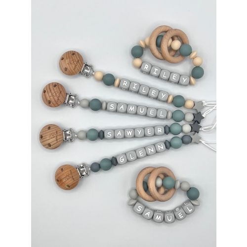 Pacifier Clip Personalized, Pacifier Holder, Binky Clip, Baby boy gift, Baby girl gift, Coming Home gift, Rattle Ring Personalized