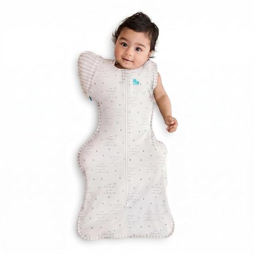 Love to Dream Swaddle Up Transition Bag - Arms Up Position - Light and Ultra Breathable Cotton, Twin Zip - Zip Off Wings - Spring, Summer - Sleep Bag - 0.2TOG - You are My Grey, Medium
