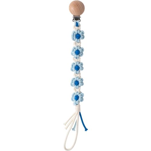 Pacifier Clip for Boys Girls Floral Daisy Macrame Paci Clip Pacifier Holder Leash Boho Wooden Clips Handmade Braided Cotton Unisex Baby Shower Birthday Gift